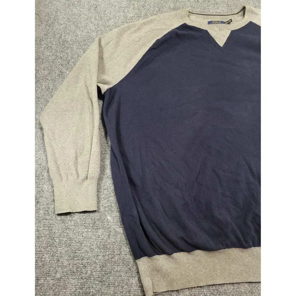 Polo Ralph Lauren Sweater Men's XXX-Large Blue Pima Cotton Crewneck Pony Logo